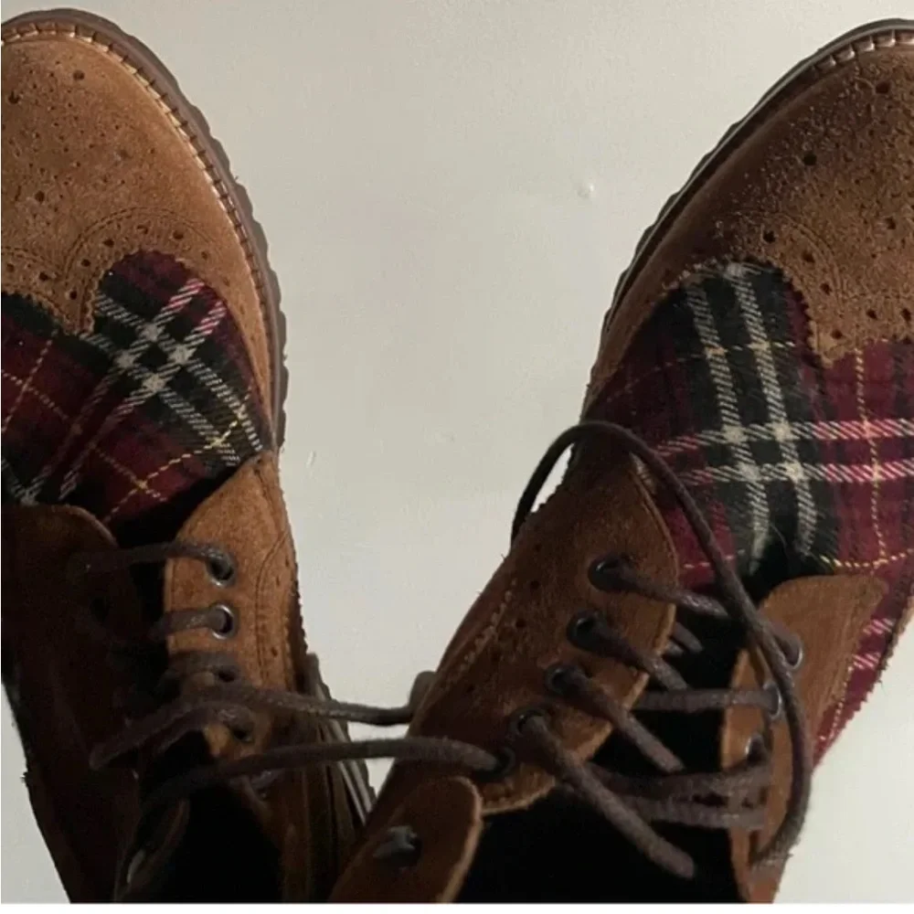 Bruno Magli Brown and Plaid Men's Oxfords